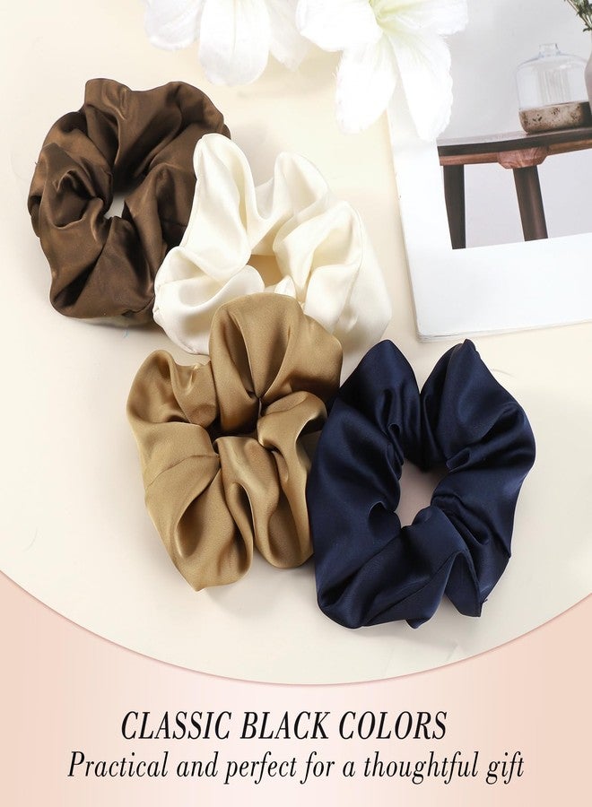 obeoby Satin Scrunchies, 8 Pack Neutral Color Satin Hair Ties Soft 4inch Hair Scrunchies for Women Girls Valentines Day Gifts for Wife Girlfriend - Image 4
